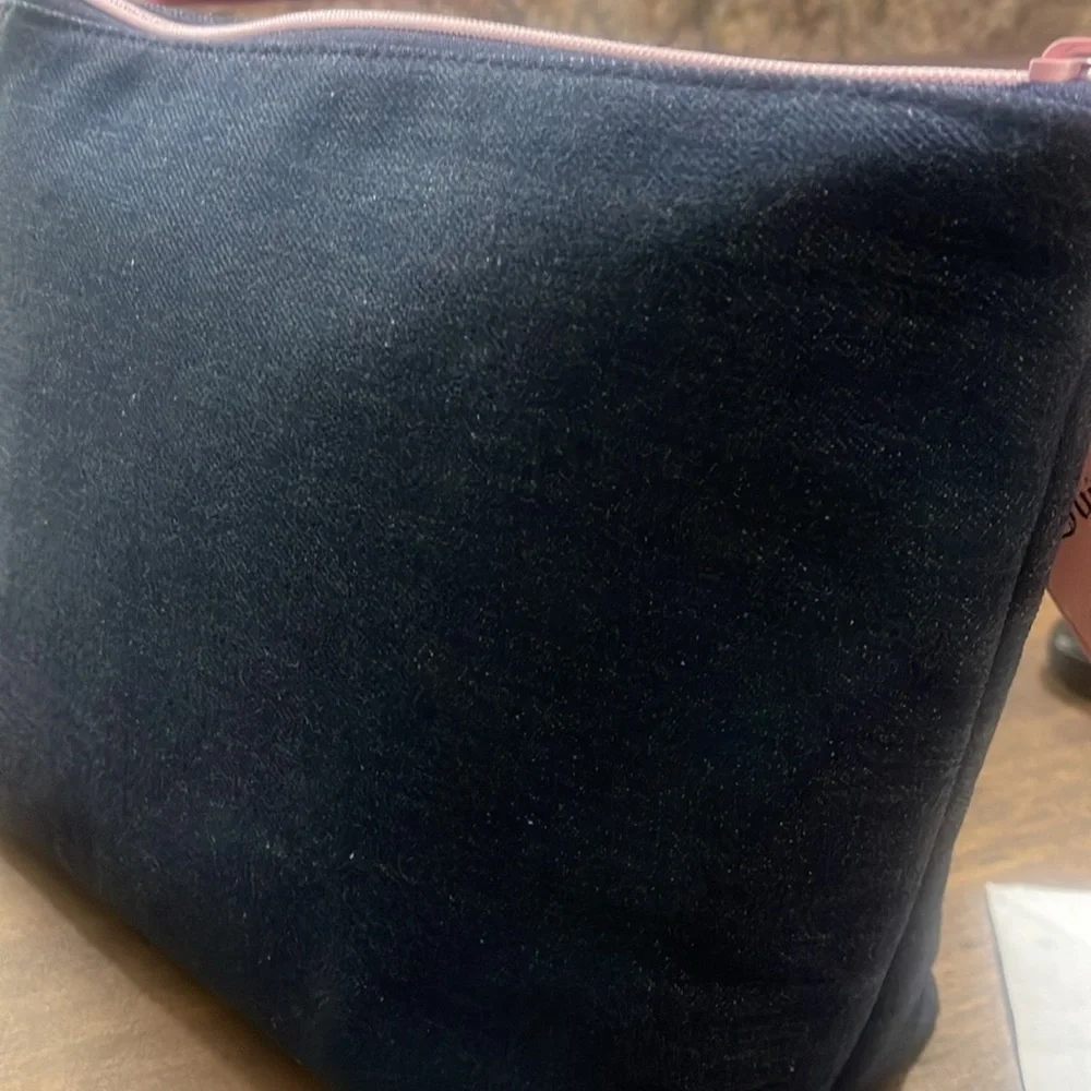 Juicy Couture Denim  Cosmetic Bag with Pink and Green Accents